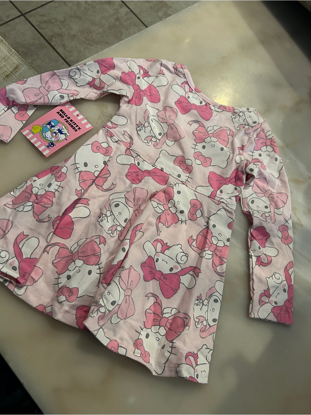 Hello Kitty Pink Bow Long Sleeve Dress